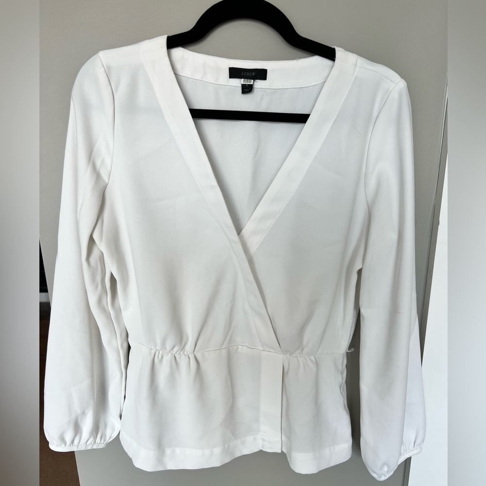 Jcrew White Wrap Top